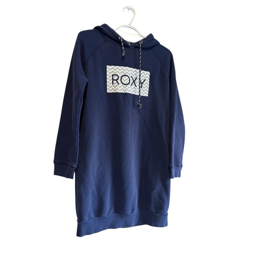 Roxy Navy Hoodie Tunic Length Dress/Hoodie, Vintage, Size Medium - Picture 2 of 10